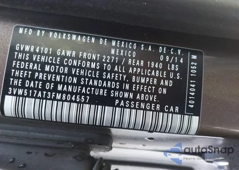 2015 Volkswagen Beetle 1.8T from USA, damaged, VIN 3VW517AT3FM804557